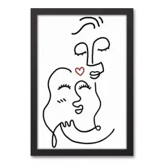 Drawn Love Faces Black Framed Canvas