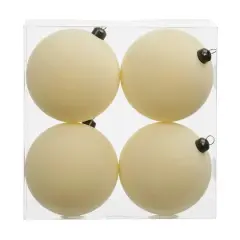 4 Pack 3.8" Flocked Shatterproof Ball Ornaments by Ashland&reg; Cream