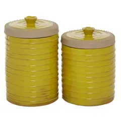 Yellow Ceramic Farmhouse Decorative Jar Set