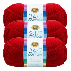 3 Pack Lion Brand&reg; 24/7 Cotton&reg; Yarn Red