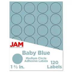 JAM Paper Circle Label Stickers Baby Blue