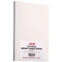 JAM Paper Bright White Wove 6" x 9" 24lb. Strathmore Paper, 100 Sheets