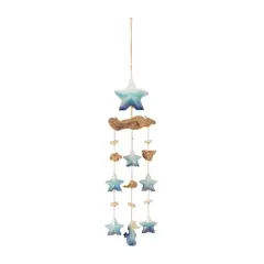 3ft. Blue Ceramic Starfish Handmade Ombre Windchime with Driftwood & Bead Accents