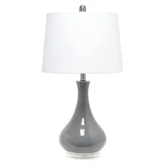 Lalia Home 26" Droplet Table Lamp with Fabric Shade Gray