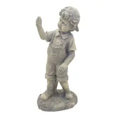 18" Distressed Gray Boy with Cell Phone LED Outdoor Garden Statue