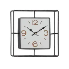 Black Contemporary Metal Wall Clock, 12" x 12"
