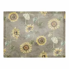 Sunflower Pattern Cotton Twill Placemat Brown