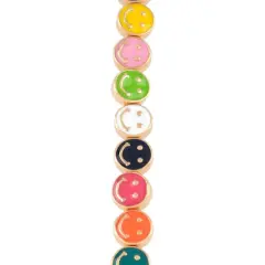 Multicolor & Gold Smiley Face Disc Beads, 9.5mm by Bead Landing&trade;