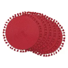 DII&reg; Tassel Fringe Woven Round Placemats, 6ct. Hot Red