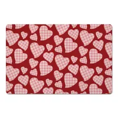 Checkered Heart Pattern Floor Mat
