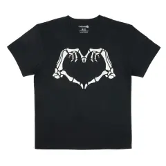 Charcoal Skeletal Heart Hands Youth Crew Neck T-Shirt by Celebrate It&trade;