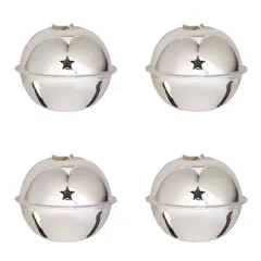 Haute Decor 4ct. 4.7" Nesting Jingle Bell Ornaments Silver
