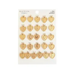 Blue Moon Studio&trade; Gold-Colored Heart Alphabet Charm Set