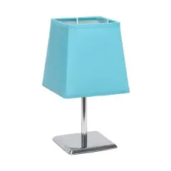 Simple Designs&trade; 9.5" Mini Chrome Table Lamp with Squared Empire Shade Blue