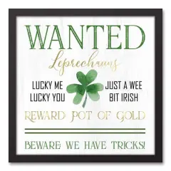 Leprechauns Wanted 17.73" x 17.73" Black Framed Canvas