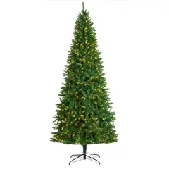 9ft. Pre-Lit Green Valley Fir Artificial Christmas Tree, Clear LED Lights