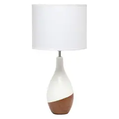 Simple Designs Strikers Basic Table Lamp Off White/Dark Wood