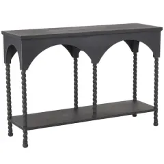 47" Black Wood Arched 1-Shelf Living Room Console Table