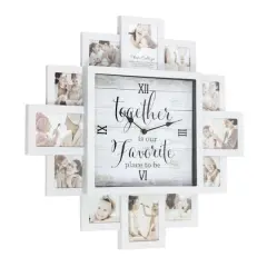 White Farmhouse Shabby-Chic "Together" Picture Frame Wall Collage Clock
