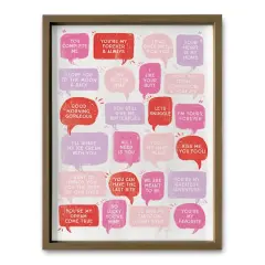 Valentines Love Phrases Framed Print Brown