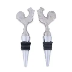 Silver Rooster Bottle Stopper Set