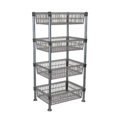 Kitchen Details Smoke Gray 4-Tier Slim Shelf