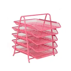 Mind Reader Desk Organizer with 5 Sliding Trays Pink