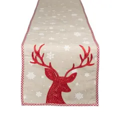 DII&reg; 70" Red Reindeer Embroidered Table Runner