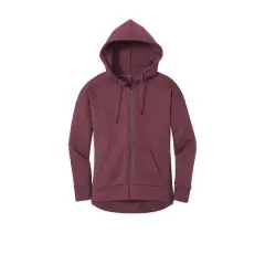 District&reg; Perfect Weight&reg; Women's Fleece Drop Shoulder Full-Zip Hoodie Heathered Loganberry