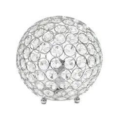 Lalia Home 8" Medium Metal Crystal Round Orb Table Lamp Chrome