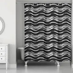 Waves Shower Curtain Black