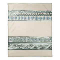 Blue & Cream Tribal Fleece Throw Blanket