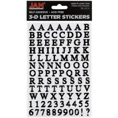 JAM Paper Silver Upper & Lower Case Alphabet Letter Stickers Black