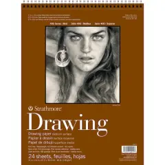 Strathmore Drawing Paper Pad, 400 Series, 24 Sheets, Spiral-Bound, Medium Surface, 11" x 14"