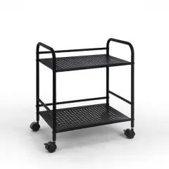 SunnyPoint 2-Tier Metal Rolling Utility Cart Black