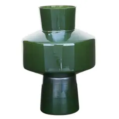 13" Green Modern Glass Vase