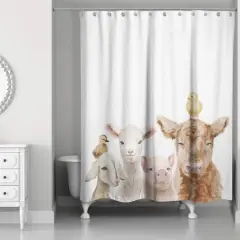 Baby Farm Animals on Slate 71" x 74" Shower Curtain