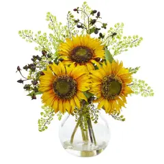 16" Sunflower Floral Arrangement in Vase