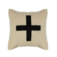 Hello Honey&reg; 20" x 20" Swiss Cross Cotton Wool Throw Pillow Natural/Black