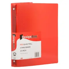 JAM Paper 0.75" Red Glass Twill Plastic 3-Ring Binder