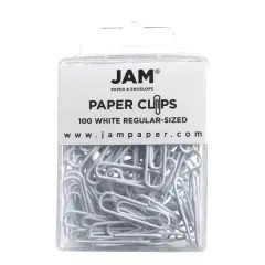 JAM Paper 1" Colorful Standard Paper Clips, 2 Packs of 100 White