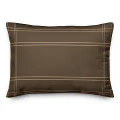 Brown Plaid Fall Lines Throw Pillow