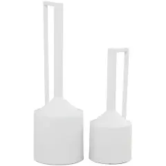 CosmoLiving by Cosmopolitan White Metal Vase with Handles Set of 2 22", 16"