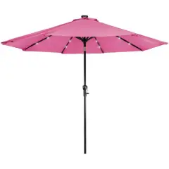 9ft. Solar Lighted Outdoor Patio Market Umbrella Pink