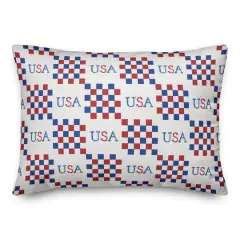 20" x 14" USA Check Pattern Indoor Outdoor Pillow