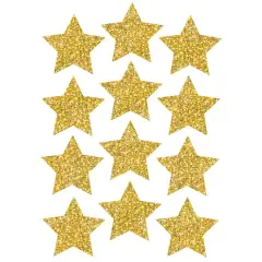 Ashley Productions 3" Gold Sparkle Stars Die-Cut Magnets, 12 Pieces Per Pack, 6 Packs