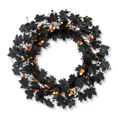 Glitzhome&reg; 24" Halloween Candy Corn Berries Wreath