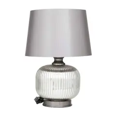 Grey Glass Modern Accent Lamp, 15" x 15" x 21"