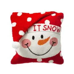 Glitzhome&reg; Hooked 3D Snowman Pillow Set