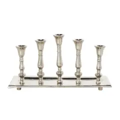 Aluminum 5 Candle Candelabra with Candle Plate Silver